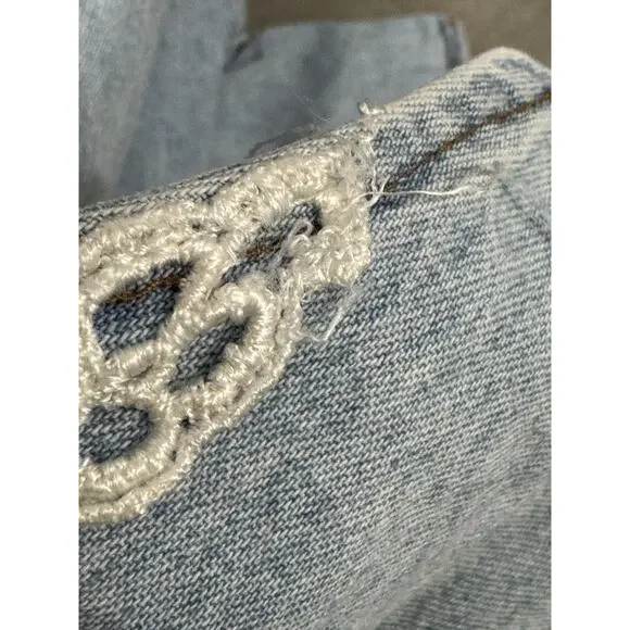 Vintage Studio Ease XL Blue Denim Chambray Lace Neckline Belt Maxi Dress - Picture 10 of 16